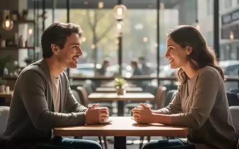 Zwei Personen im Gespräch in einem hellen Café als Symbol für soziale Bindungen und psychische Gesundheit. - Foto: über boerse-global.de