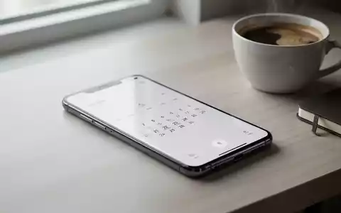 Modernes Smartphone mit Kalender-App auf einem sauberen Schreibtisch neben einer Kaffeetasse. - Foto: über boerse-global.de
