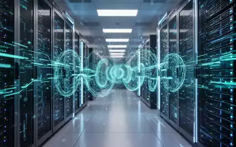 Abstrakte Visualisierung von Cyber-Sicherheit durch leuchtende Datenströme in einem modernen Serverraum. - Foto: über boerse-global.de