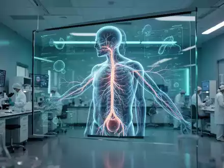 Digitale 3D-Visualisierung des menschlichen Vagusnervs auf einem medizinischen Monitor in einem Forschungslabor. - Foto: über boerse-global.de