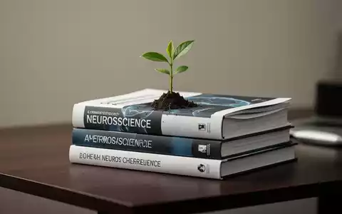 Ein grüner Keimling wächst aus wissenschaftlichen Fachbüchern auf einem Schreibtisch als Symbol für psychische Resilienz. - Foto: über boerse-global.de