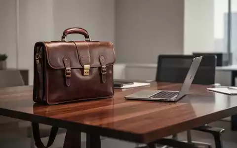 Ein moderner Schreibtisch mit einer Aktentasche und einem Laptop in einem professionellen Büroumfeld. - Foto: über boerse-global.de
