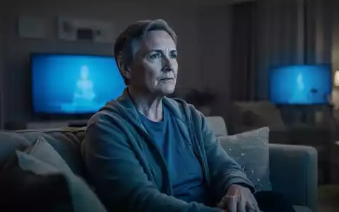 Eine Person sitzt in einem abgedunkelten Raum vor einem Fernseher, der ein bläuliches Licht auf das Gesicht wirft. - Foto: über boerse-global.de