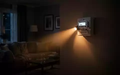 Ein Lichtstrahl einer Taschenlampe in einem dunklen Wohnraum beleuchtet einen Stromzähler. - Foto: über boerse-global.de