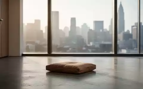 Ein minimalistischer Meditationsraum mit sanftem Tageslicht und Blick auf eine moderne Stadtlandschaft. - Foto: über boerse-global.de
