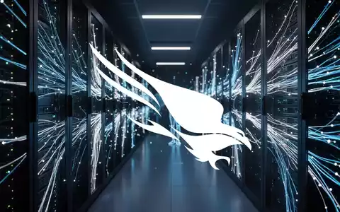 Abstrakte Darstellung eines hochmodernen Rechenzentrums für Cybersicherheit mit leuchtenden Glasfaserkabeln. - Foto: über boerse-global.de