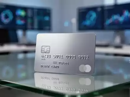 Schlanke Metall-Debitkarte auf modernem Schreibtisch, Symbol für digitales Banking und soziale Medien. - Foto: über boerse-global.de