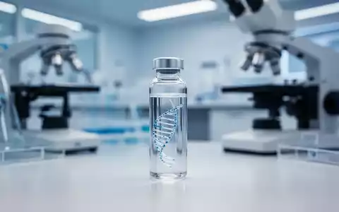 Modernes medizinisches Labor mit einer Glasampulle zur Gentherapieforschung vor verschwommenem Hintergrund. - Foto: über boerse-global.de