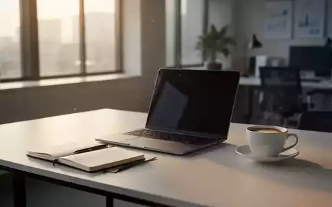 Moderner Homeoffice-Arbeitsplatz mit Laptop und Notizbuch bei hellem Tageslicht. - Foto: über boerse-global.de