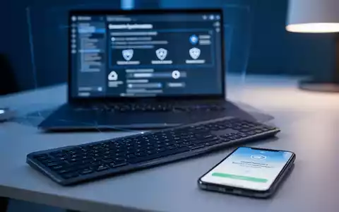 Ein Laptop-Bildschirm mit komplexen E-Mail-Einstellungen und ein Smartphone mit einer Zwei-Faktor-Authentifizierungs-Benachrichtigung. - Foto: über boerse-global.de