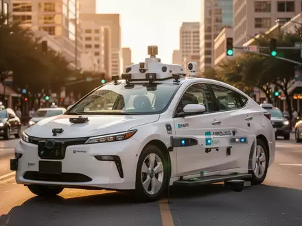 Autonomes Robotaxi parkt auf einer Stadtstraße in Austin, zeigt urbane Betriebsherausforderungen. - Foto: über boerse-global.de
