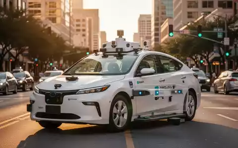 Autonomes Robotaxi parkt auf einer Stadtstraße in Austin, zeigt urbane Betriebsherausforderungen. - Foto: über boerse-global.de