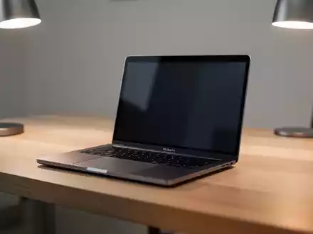 Ein modernes MacBook Pro auf einem minimalistischen Schreibtisch, beleuchtet durch weiches, natürliches Licht. - Foto: über boerse-global.de