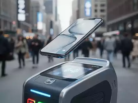 Ein Smartphone wird für eine kontaktlose Zahlung an einem modernen Terminal in einem professionellen Einzelhandelsumfeld genutzt. - Foto: über boerse-global.de