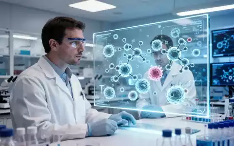Wissenschaftler in einem modernen Labor betrachtet eine holografische Visualisierung von Immunzellen an einem Monitor. - Foto: über boerse-global.de