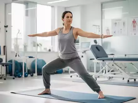 Person in Sportkleidung bei therapeutischen Bewegungsübungen in einer modernen Physiotherapiepraxis. - Foto: über boerse-global.de