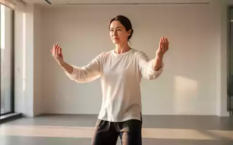 Eine Person praktiziert Qigong-Übungen in einem hellen, minimalistischen Raum mit Fokus auf achtsame Bewegungen. - Foto: über boerse-global.de
