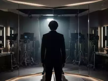 Ein Schauspieler bereitet sich in einem professionellen Filmset-Ankleidezimmer auf seine Rolle vor. - Foto: über boerse-global.de