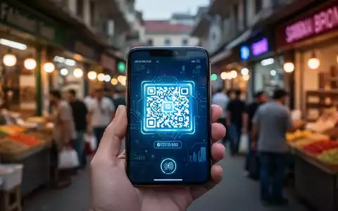 Nahaufnahme eines Smartphones mit QR-Code für digitale Zahlungen im globalen Marktplatz. - Foto: über boerse-global.de