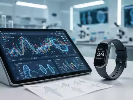 Digitales Tablet mit medizinischen Daten und einem Wearable in einem modernen Labor für die KI-Diagnostik. - Foto: über boerse-global.de