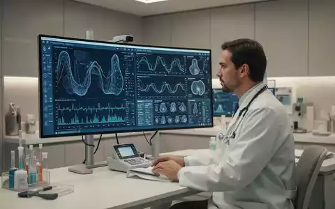 Ein Arzt analysiert medizinische Daten und Stoffwechselwerte an einem Monitor in einer modernen Praxis. - Foto: über boerse-global.de