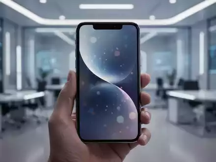 Schlankes iPhone in einer Hand vor verschwommenem, modernem Bürohintergrund, das digitale Wiederherstellungstechnologie repräsentiert. - Foto: über boerse-global.de