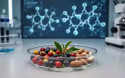Nahaufnahme von Beeren, Nüssen und grünem Tee in einem Laborumfeld als Symbol für polyphenolreiche Ernährung. - Foto: über boerse-global.de