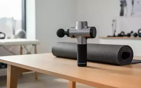 Eine hochwertige Massagepistole und eine Yogamatte in einer hellen, modernen Physiotherapiepraxis. - Foto: über boerse-global.de
