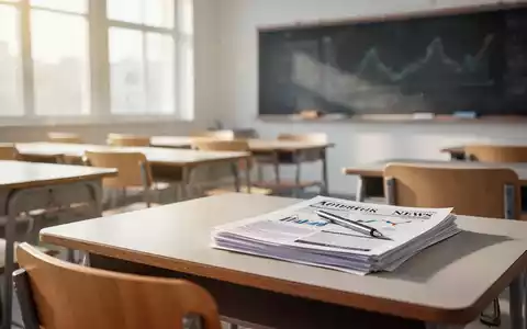 Ein heller, moderner Klassenraum mit leeren Schreibtischen und einfallendem Sonnenlicht als Symbol für den Lehrermangel. - Foto: über boerse-global.de