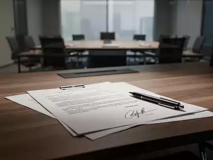 Ein Schreibtisch mit juristischen Dokumenten und einem Stift in einer professionellen Büroumgebung. - Foto: über boerse-global.de