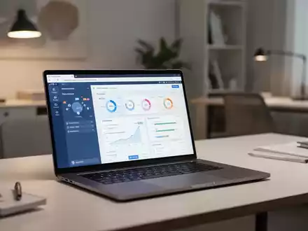 Ein Laptop auf einem Schreibtisch, der Produktivitätssoftware und Offline-Arbeitsplatz-Konfiguration darstellt. - Foto: über boerse-global.de