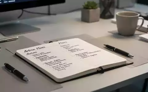 Ein aufgeräumter Schreibtisch mit einem Notizbuch, das strukturierte Handlungspläne zeigt, in einer ruhigen Arbeitsumgebung. - Foto: über boerse-global.de