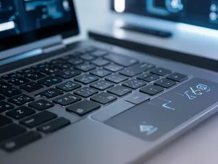 Nahaufnahme einer modernen Laptop-Tastatur in einem hellen, sauberen Büro, die Technologie und Barrierefreiheit betont. - Foto: über boerse-global.de