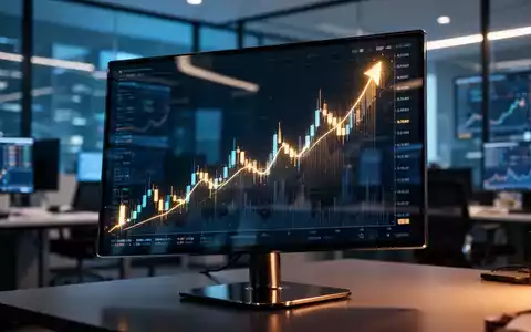 Steigender digitaler Aktienkurs auf einem Monitor in einem modernen Büro. - Foto: über boerse-global.de