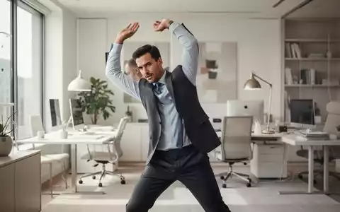 Eine Person im modernen Homeoffice macht eine kurze Bewegungspause zur Steigerung der Produktivität und Gesundheit. - Foto: über boerse-global.de
