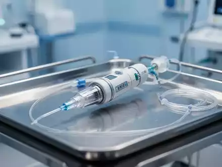 Medizinisches Katheter-Instrument auf einem sterilen Instrumententisch in einer modernen Klinik. - Foto: über boerse-global.de