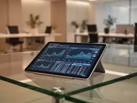 Modernes Büro mit digitalem Tablet, das Finanzdaten anzeigt, als Symbol für Gehaltstransparenz und Compliance. - Foto: über boerse-global.de