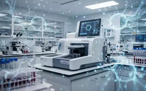 Ein modernes medizinisches Labor mit Analysegeräten und einer digitalen Visualisierung künstlicher Intelligenz. - Foto: über boerse-global.de