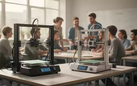 Moderne Schulumgebung mit Schülern bei der Gruppenarbeit und einem 3D-Drucker im Fokus. - Foto: über boerse-global.de