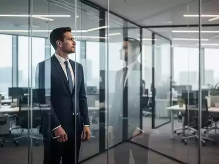 Eine motivierte Fachkraft in einem modernen Bürogebäude, die auf einen hellen, offenen Arbeitsplatz blickt. - Foto: über boerse-global.de