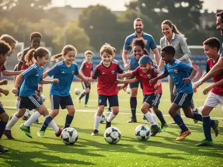 Eine vielfältige Gruppe von Menschen spielt gemeinsam auf einem Fußballplatz, um Inklusion im Sport zu symbolisieren. - Foto: über boerse-global.de