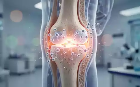 Medizinische 3D-Visualisierung eines Kniegelenks mit leuchtenden Nanopartikeln, die zur Knorpelregeneration eingesetzt werden. - Foto: über boerse-global.de