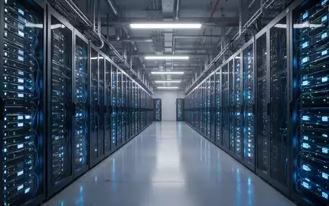 Reihen von dicht gepackten, flüssigkeitsgekühlten Server-Racks in einer modernen Industrie-Rechenzentrumsanlage. - Foto: über boerse-global.de
