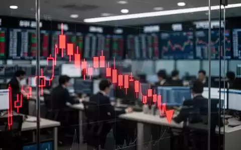 Roter fallender Aktienchart auf einer digitalen Anzeigetafel vor unscharfem Börsenhintergrund. - Foto: über boerse-global.de