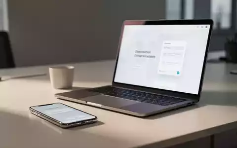 Ein minimalistischer Arbeitsplatz mit Smartphone und Laptop, die eine digitale Benutzeroberfläche zeigen. - Foto: über boerse-global.de