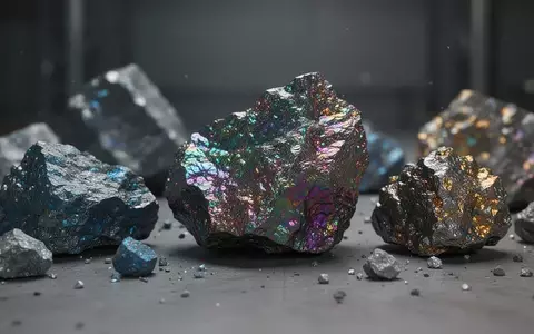 Nahaufnahme von verschiedenen Seltenen Erden Mineralien mit metallischer Textur unter stimmungsvoller Beleuchtung. - Foto: über boerse-global.de