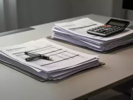 Ein Schreibtisch mit Finanzunterlagen, einem Taschenrechner und einem Füllfederhalter als Symbol für Einkommensnachweise. - Foto: über boerse-global.de