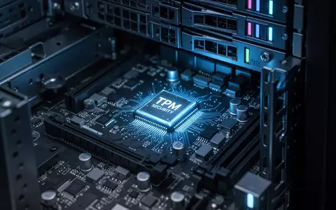 Nahaufnahme von Server-Hardware-Komponenten mit Fokus auf einem sicheren TPM-Chip in einem modernen Unternehmensrechenzentrum. - Foto: über boerse-global.de