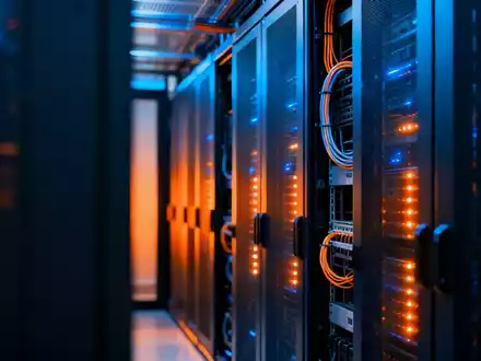 Moderne Serverinfrastruktur in einem Rechenzentrum mit atmosphärischer Beleuchtung als Symbol für den Technologiesektor. - Foto: über boerse-global.de