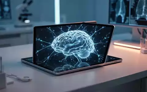 Ein Tablet mit leuchtenden neuronalen Netzwerken auf einem Schreibtisch als Symbol für KI-gestützte mentale Gesundheit. - Foto: über boerse-global.de